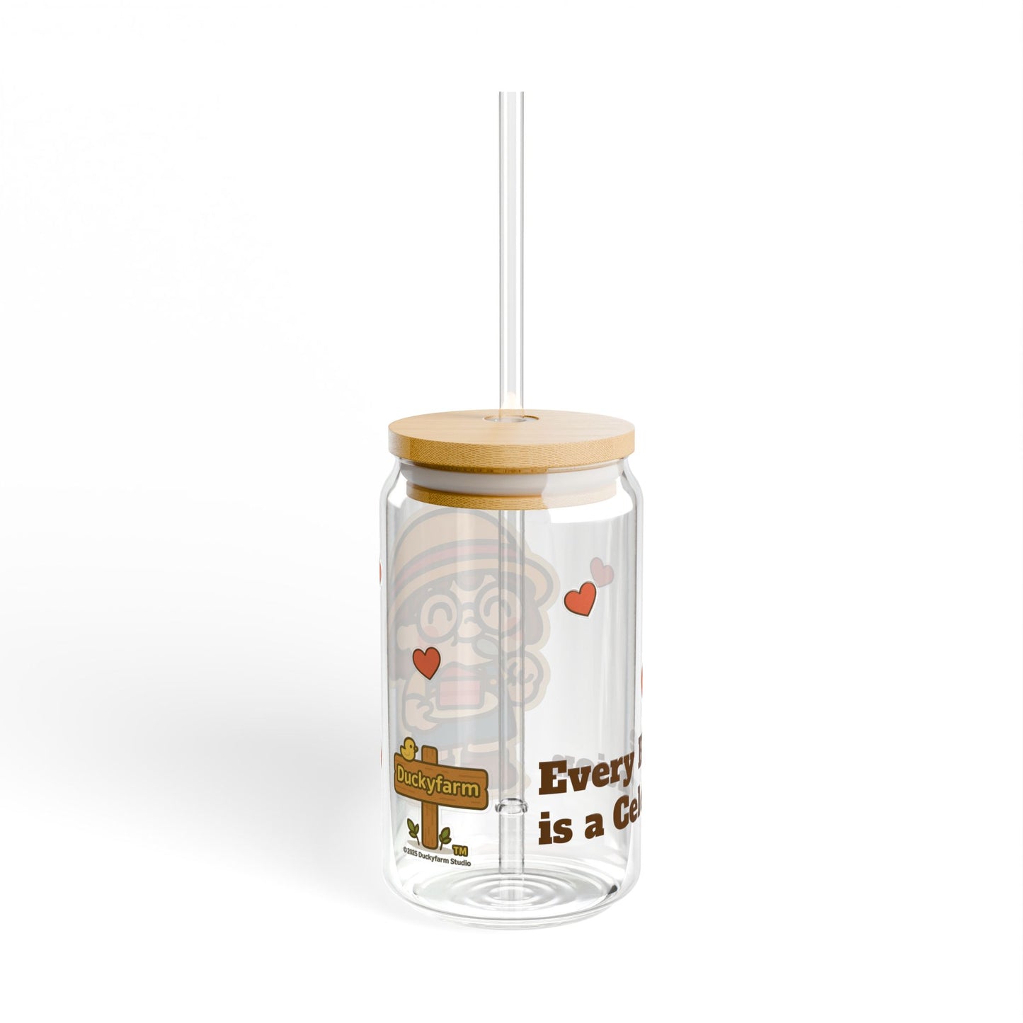 Cara Glass Tumbler with Bamboo Lid & Reusable Straw (Cake Celebration)