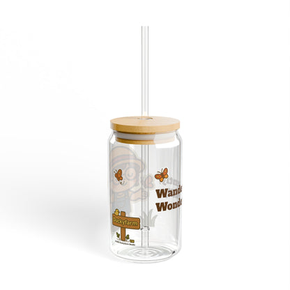 Cara Glass Tumbler with Bamboo Lid & Reusable Straw (Butterfly Bliss)