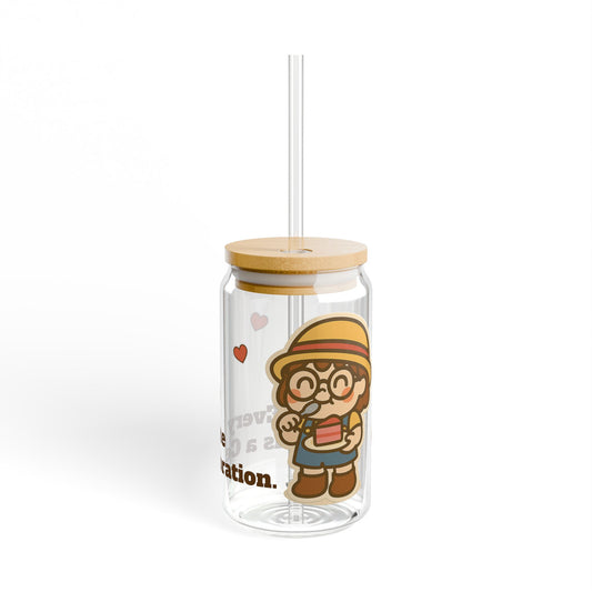 Cara Glass Tumbler with Bamboo Lid & Reusable Straw (Cake Celebration)