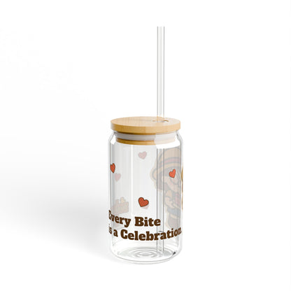 Cara Glass Tumbler with Bamboo Lid & Reusable Straw (Cake Celebration)